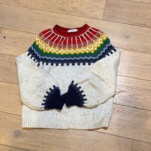 SAYLOR Multicolor Crew Neck Sweater Women's Fair Isle Knit Sweater Rainbow Yoke